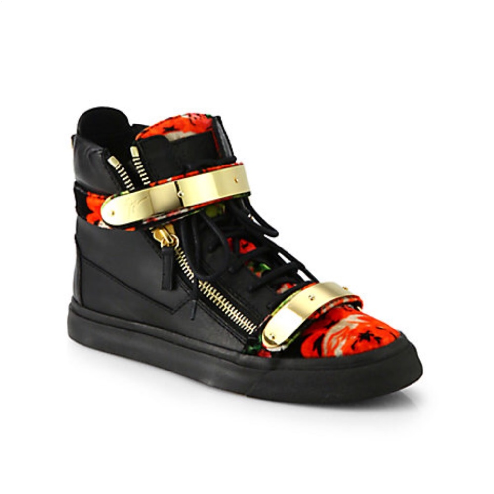 Giuseppe Zanotti Floral Calf Hair High-Top Sneaker